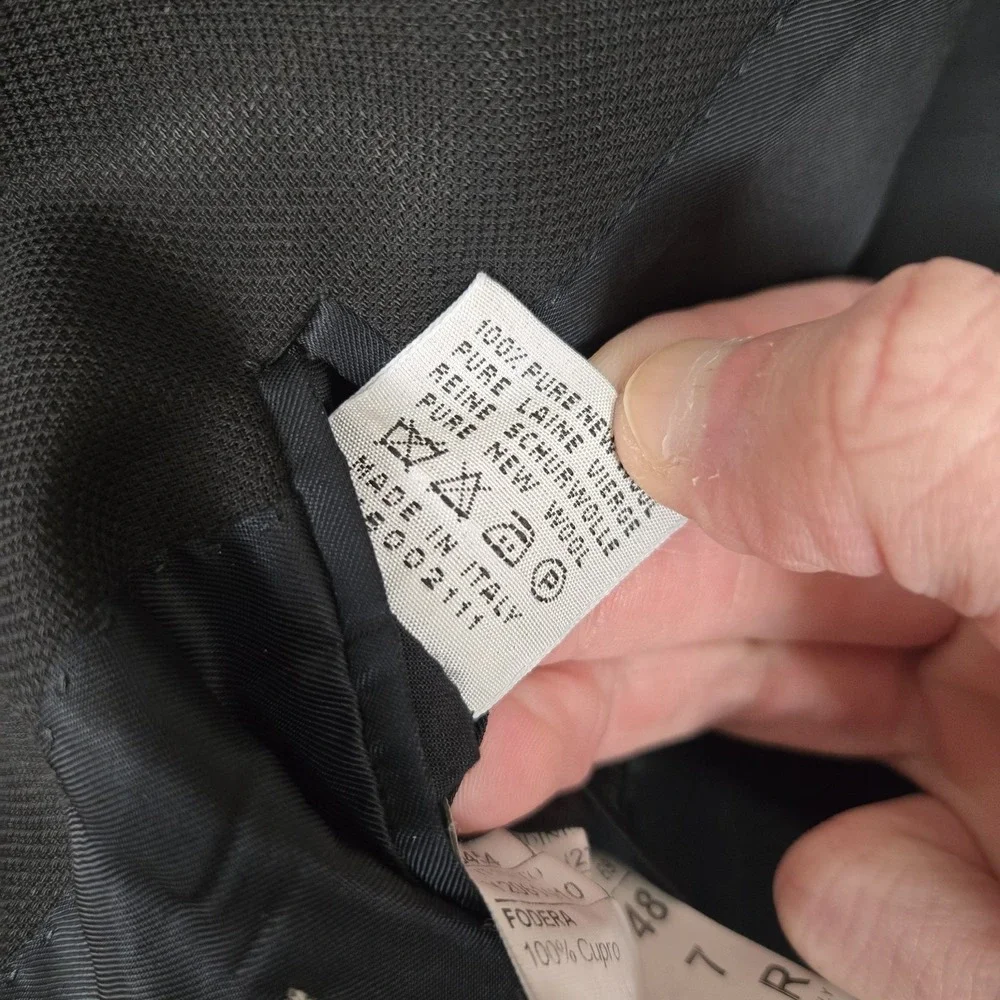 Canali Blazer Men 48R Black Wool Sport Jacket Italy Travel Water Resistant *READ